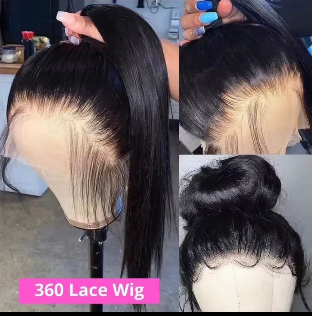 24” lace front human wig - black